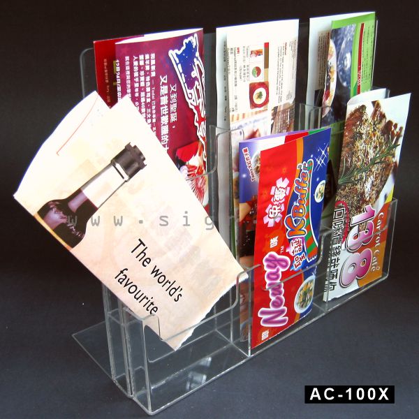 1/3 A4 Leaflet Holder 1/3 A4 catalog Holder||1/3 A4 單張展示架 1/3 A4冊子架 1層6格 透明膠架 膠片 膠盒||AC-100BX Acrylic Products