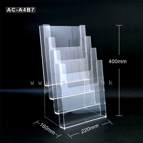 A4 Leaflet Holder A4 catalog Holder||A4 單張展示架 A4 冊子架, 4層A4冊子架 AC-A4B7 Acrylic Products Catalog Holder 透明膠架 膠片 膠盒