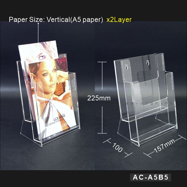 A5 Leaflet Holder A5 catalog Holder||A5 單張展示架 A5 冊子架, 2層A5冊子架 AC-A5B5 Acrylic Products Catalog Holder 透明膠架 膠片 膠盒