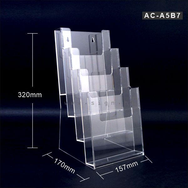 A5 Leaflet Holder A5 catalog Holder||A5 單張展示架 A5 冊子架, 4層A5冊子架 AC-A5B7 Acrylic Products Catalog Holder 透明膠架 膠片 膠盒