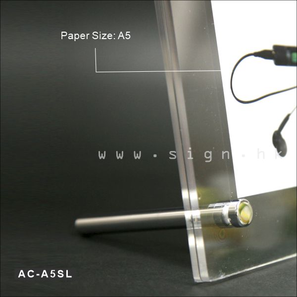 AC-A5SL 書架 膠架||Acrylic Products Catalog Holder 冊子架 透明膠架 Poster Holder 夾紙膠片||銀色金屬縲絲 A5 座檯夾紙螺絲腳