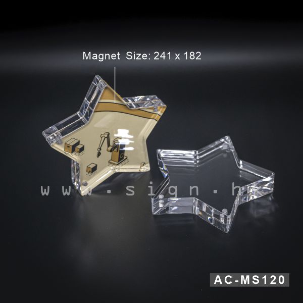 AC-MS120 Magnet Acrylic Products sign holder paper holder 冊子架 透明膠架 膠片 膠盒 星形磁石膠